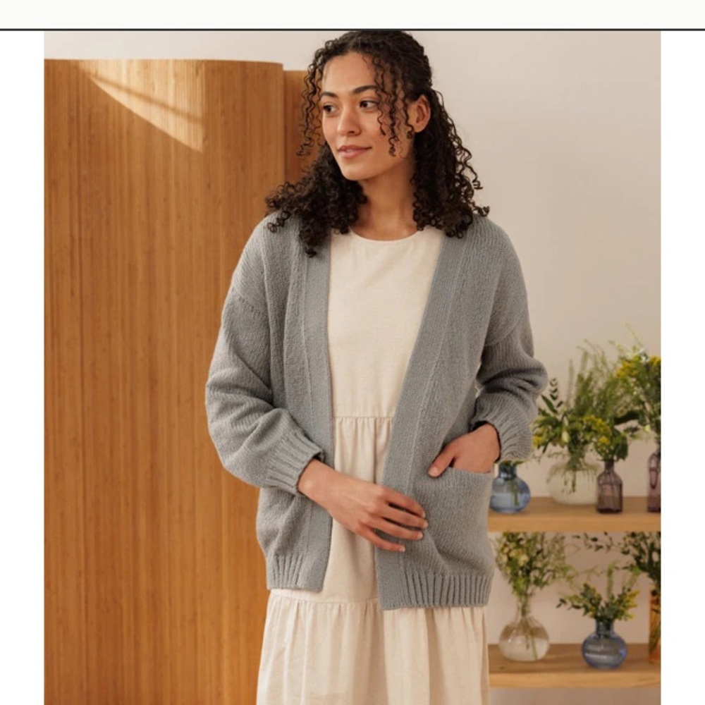 NWT Tradlands COTTAGE RELAXED COTTON CARDIGAN LAGOON S/M